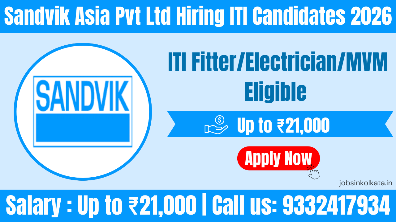 Sandvik Asia Pvt Ltd NAPS Jobs 2026 | ITI Fitter Vacancy Dapodi | Salary Up to ₹21,000 Logo