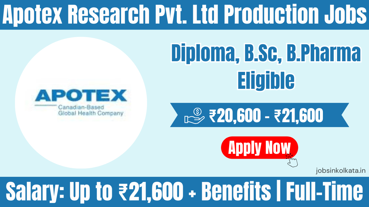 Apotex Research Pvt. Ltd Production Jobs in Bangalore | Diploma, B.Sc, B.Pharma | Salary Up to ₹21,600 + Benefits