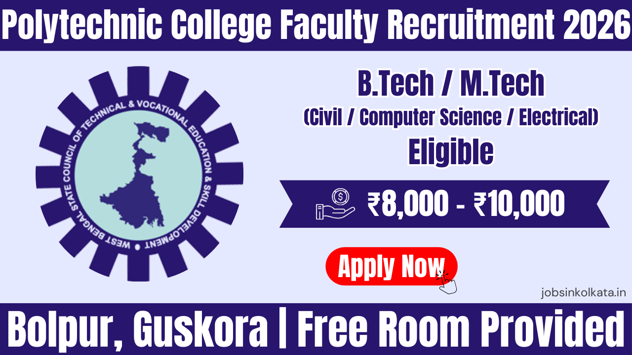 Polytechnic College Faculty Recruitment 2026 – Civil, CST, ETC Departments | Bolpur & Guskora Jobs
