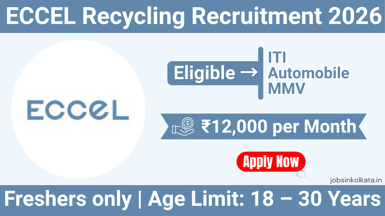 ECCEL Recycling Recruitment 2026 – ITI Automobile Jobs in Howrah | Free Stay + Food