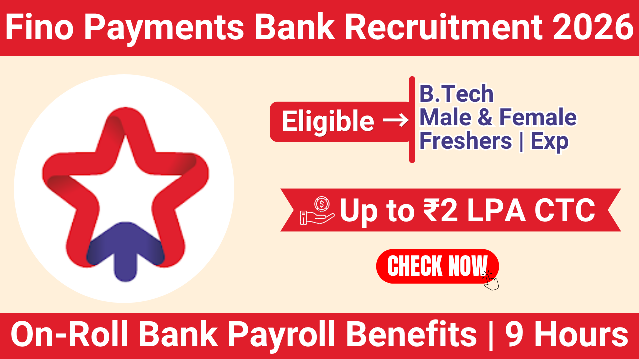 Fino Payments Bank Recruitment 2026 | Technical Support Executive (TSE) Job in Kolkata