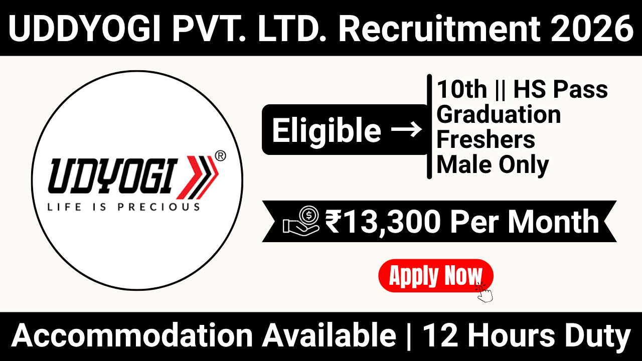 UDDYOGI PVT. LTD. Recruitment 2026 | Production Jobs in Howrah | Madhyamik, HS & Graduate | Salary ₹13,300+